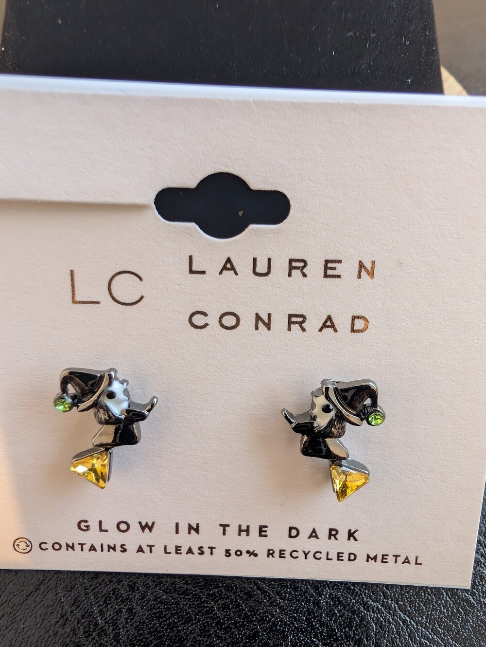 LC Lauren Conrad Black Witch Stud Earrings - Glow In The Dark